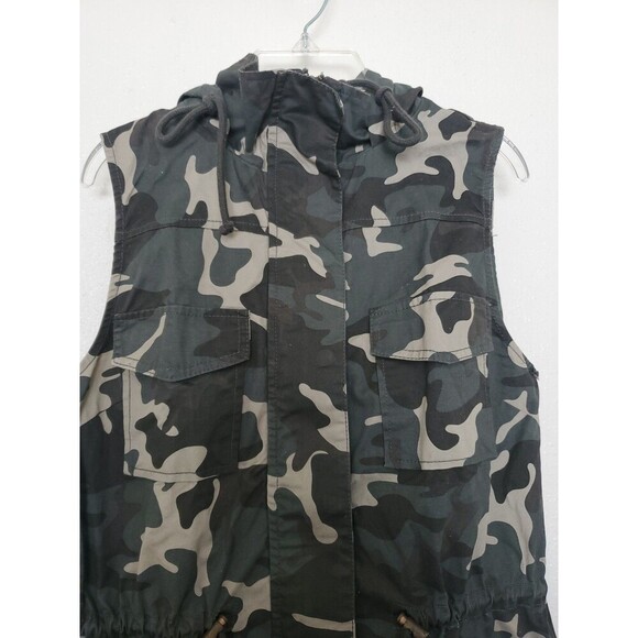 Active USA Womens Vest Small Camo Pockets Hooded Drawstring Waist Sleeveless - Picture 4 of 16